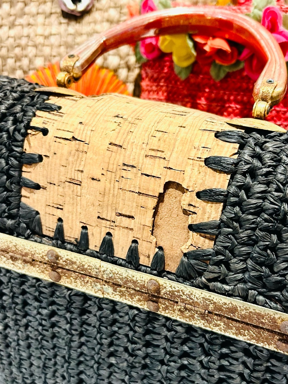 Bundle Lot of 4 Vintage Summer Straw Woven Wicker Bags Purses Handbags Totes - Picture 9 of 14